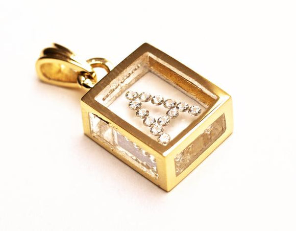 FLOATING DIAMOND PENDANT: 14K YELLOW GOLD (A-Z)