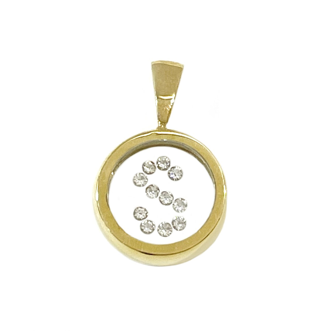 Incogem Floating Diamond Circle Pendant "S" Yellow Gold