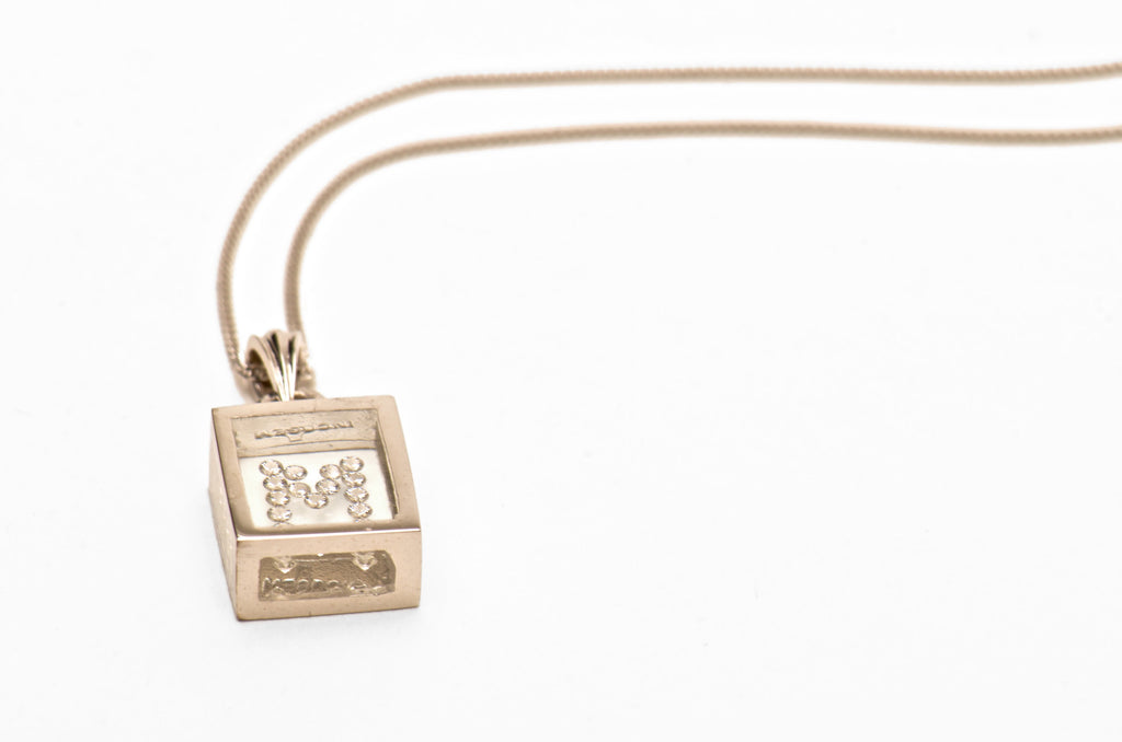 Incogem Floating Diamond Pendant "M" White Gold