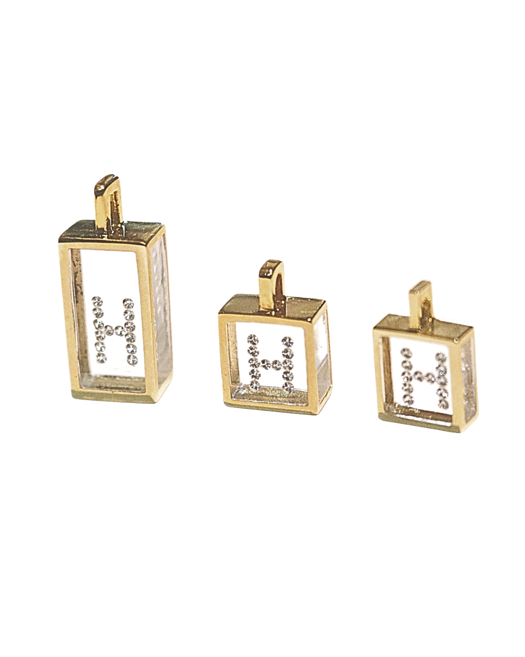 Incogem Floating Diamond Rectangle Pendant "H”