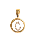 Incogem Floating Diamond Circle Pendant "C" Yellow Gold