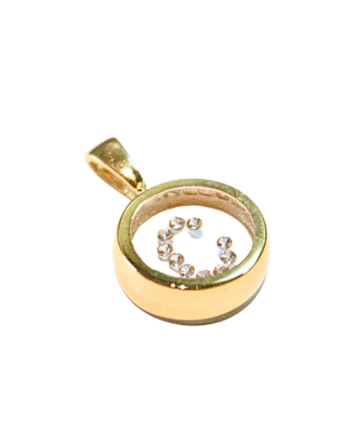 Incogem Floating Diamond Circle Pendant "C" Yellow Gold