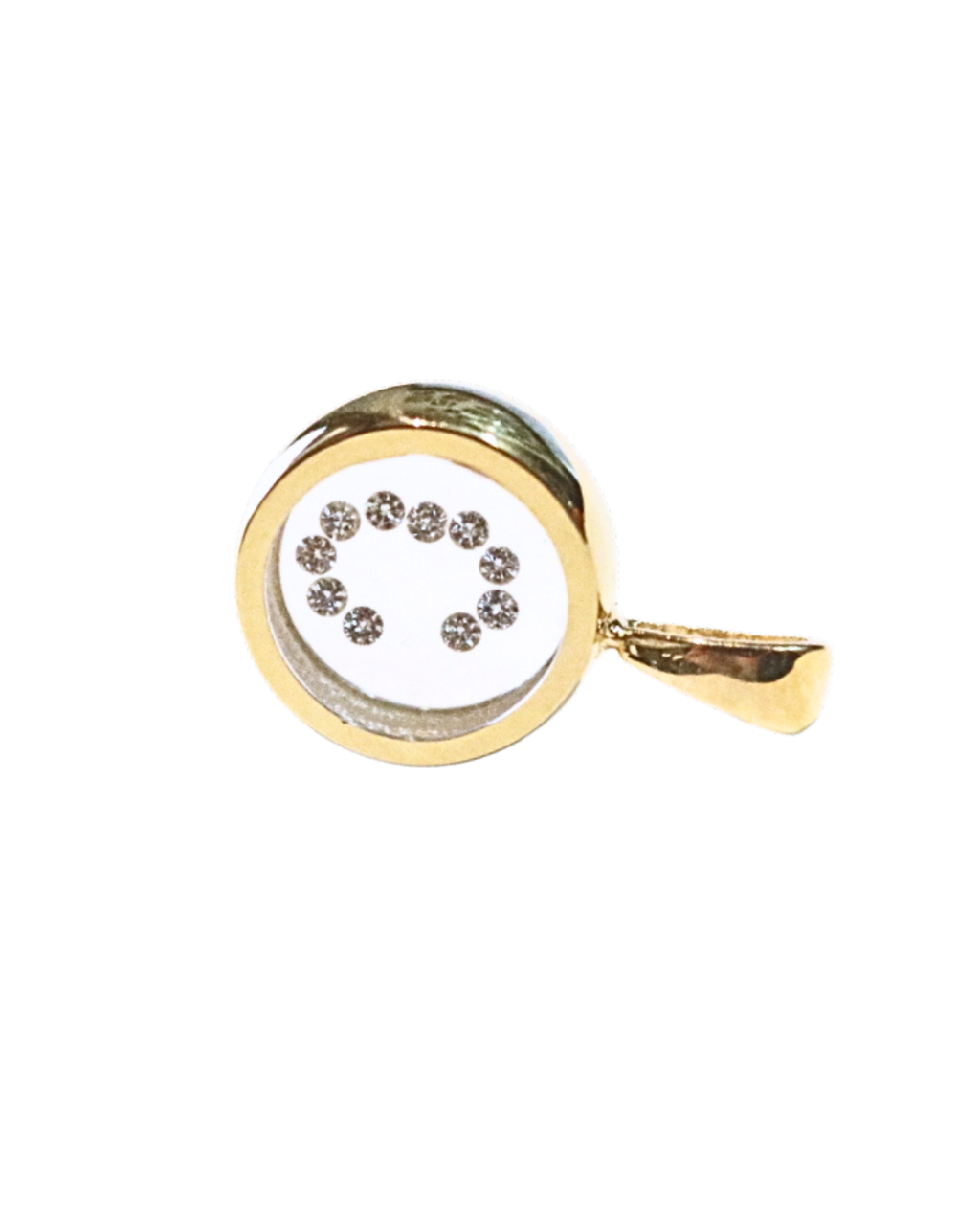 Incogem Floating Diamond Circle Pendant "C" Yellow Gold
