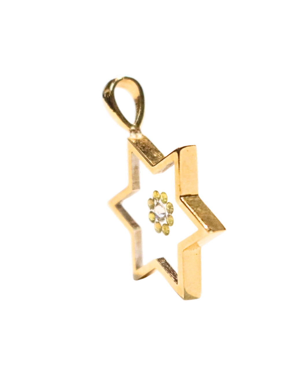 Incogem Floating "Flower" Diamond "Star" Pendant Yellow Gold