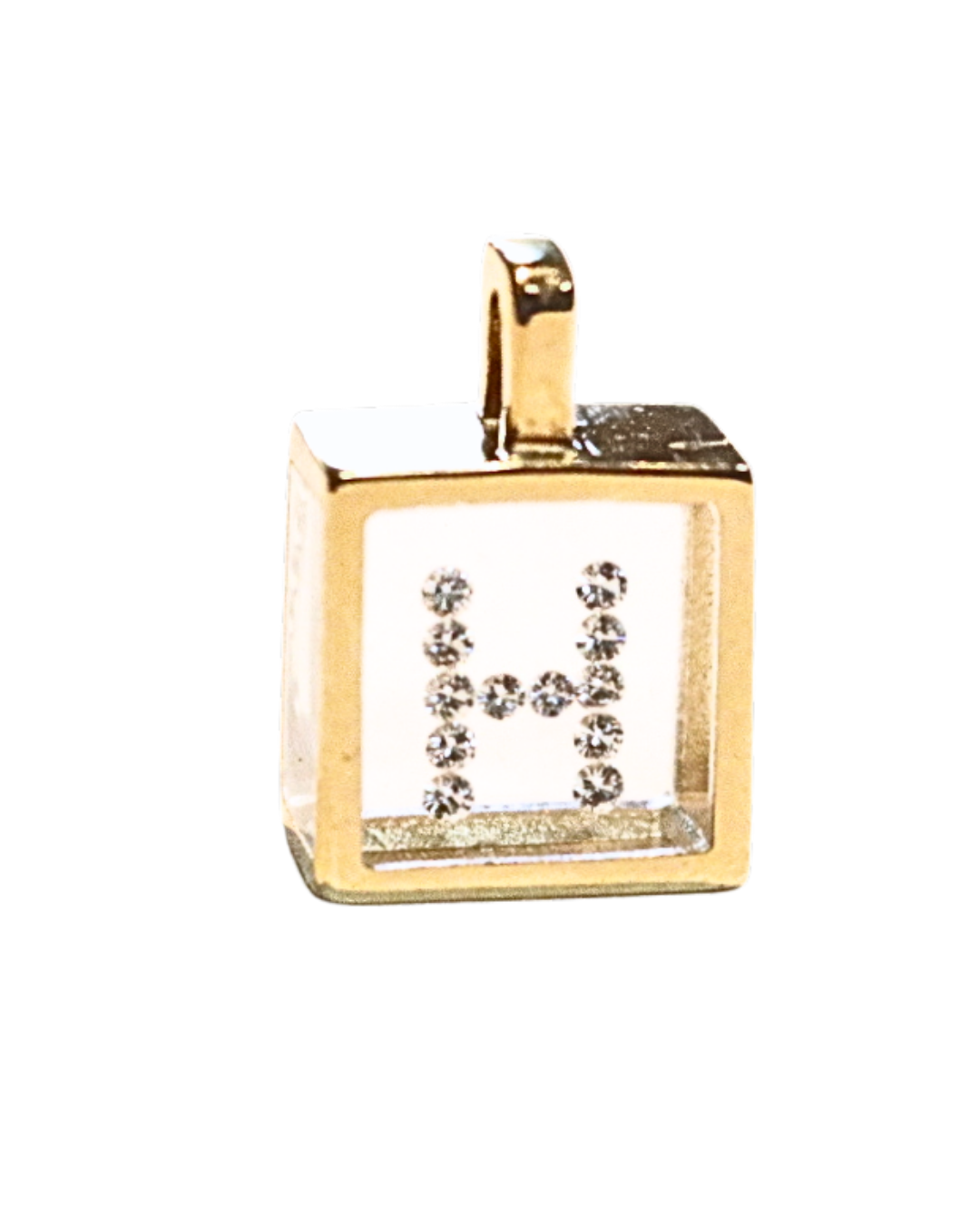 Incogem Floating Diamond Cube Pendant "H"