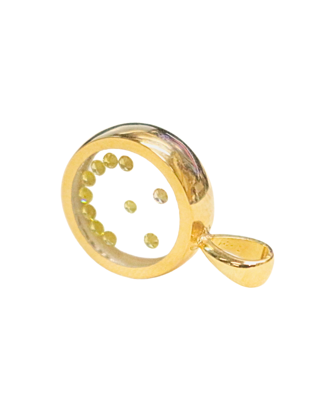 Incogem Floating Diamond Circle Pendant "Smiley Face" Yellow Gold and Canary Diamonds