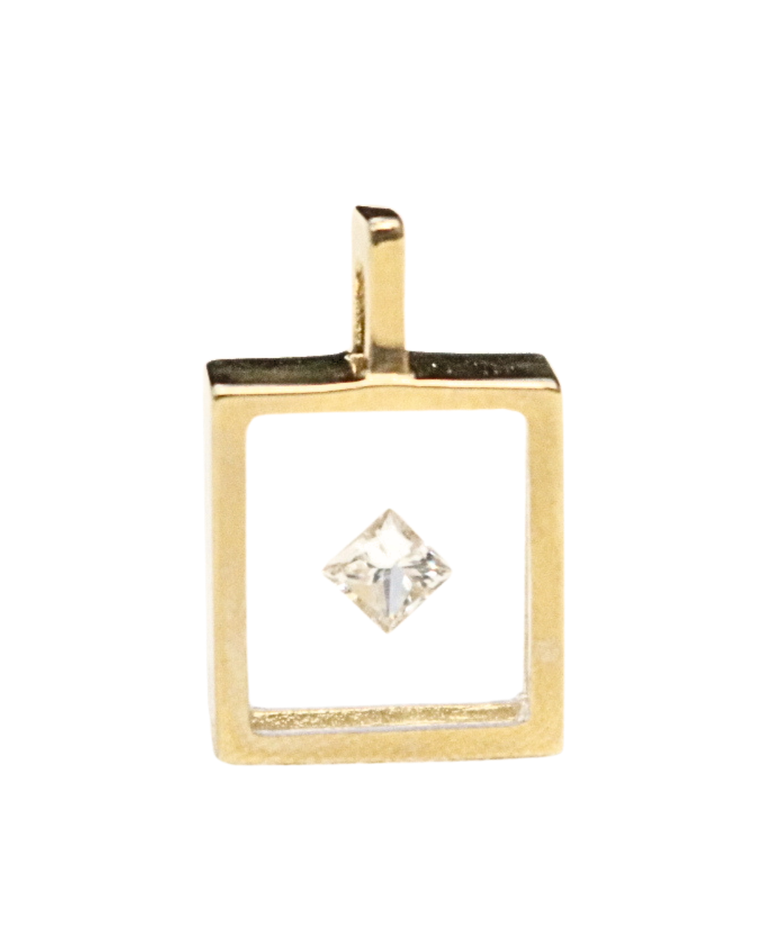 Incogem Floating Diamond Classic Pendant "Princess Cut" Yellow Gold