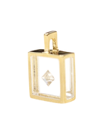 Incogem Floating Diamond Classic Pendant "Princess Cut" Yellow Gold