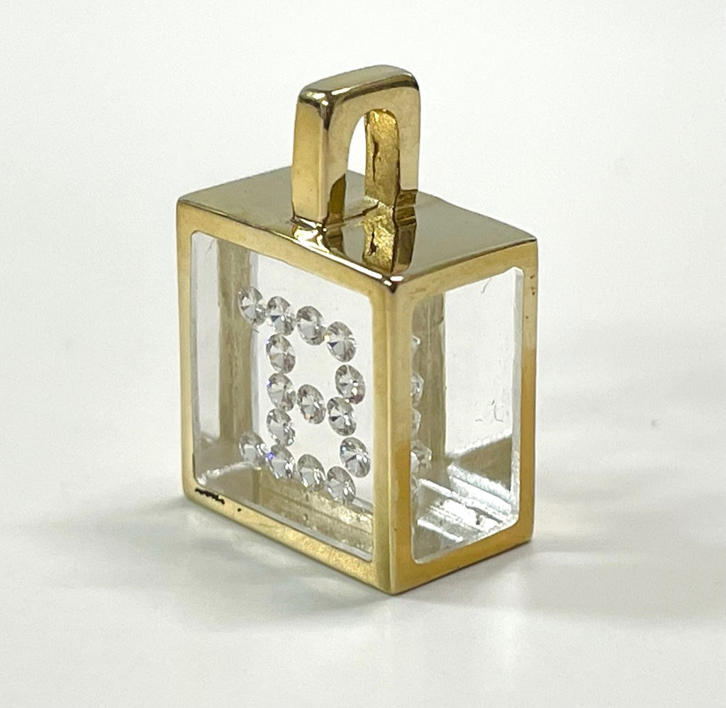 Incogem Floating Diamond Pendant "B" Yellow Gold