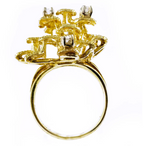 1st Dibs Yellow Gold Diamond Ring with Textured Finish, Circa 1980s