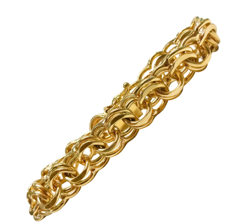 1st Dibs Vintage Double-Link Byzantine Bracelet in 14K Yellow Gold