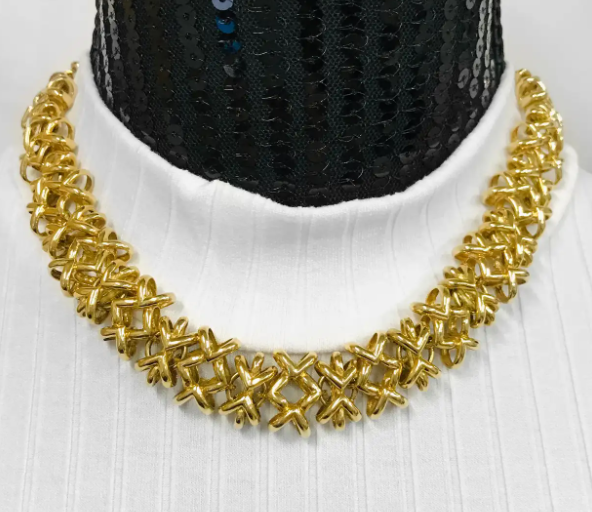 1st Dibs Crisscross 18k Yellow Gold Necklace