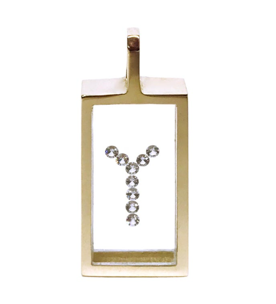 Incogem Floating Diamond Rectangle Pendant "Y”