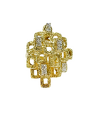 1st Dibs Yellow Gold Diamond Ring with Textured Finish, Circa 1980s