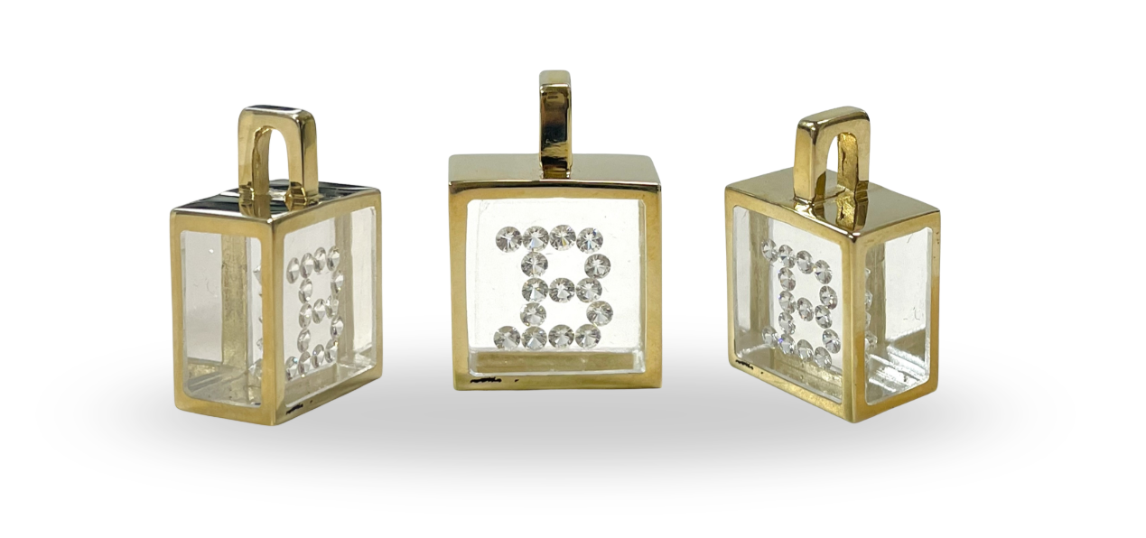 Incogem Floating Diamond Pendant "B" Yellow Gold