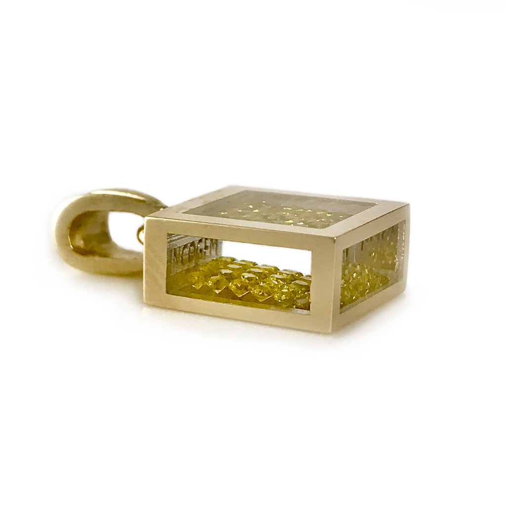 Incogem Floating Canary Diamond Pendant "Pave" Yellow Gold