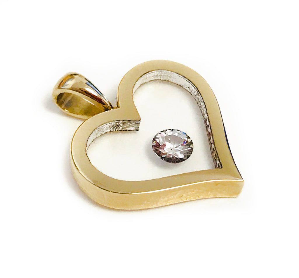 Incogem Floating Diamond "Heart" Pendant Yellow Gold 0.20 Carat Diamond
