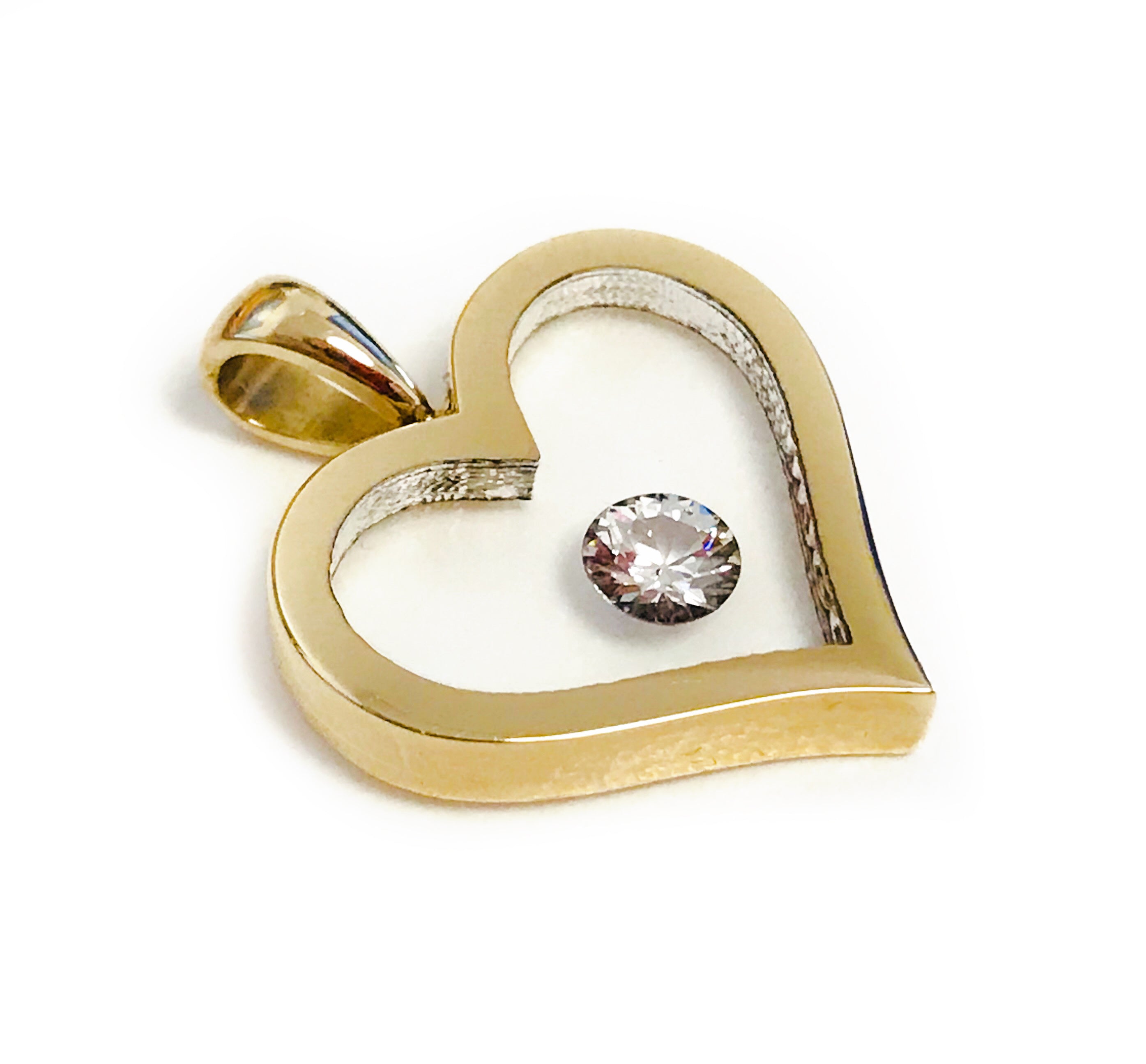 Incogem Floating Diamond "Heart" Pendant Yellow Gold 0.20 Carat Diamond