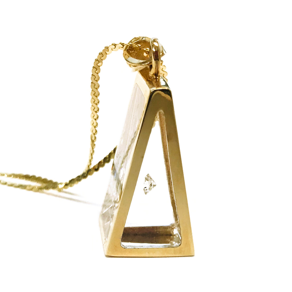Incogem Floating Diamond "Pyramid" Pendant Yellow Gold