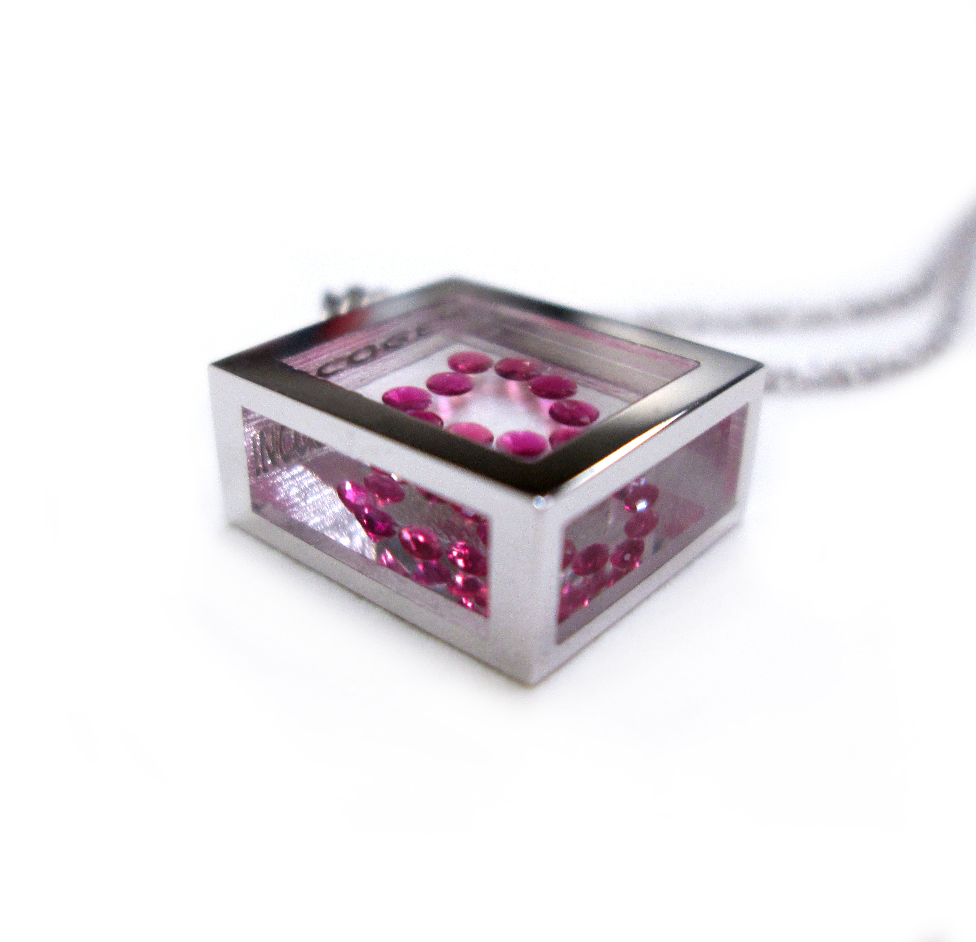 Incogem Floating Ruby Pendant "Heart" White Gold