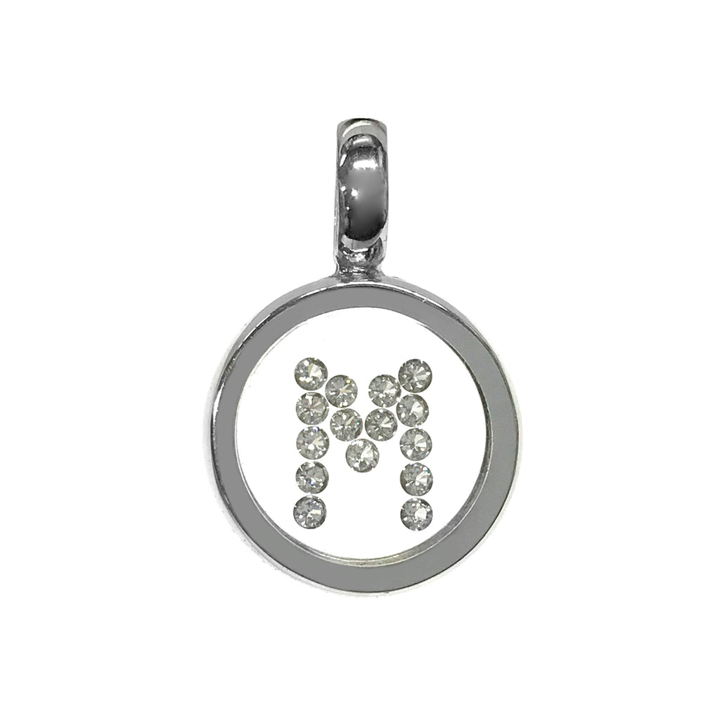 Incogem Floating Diamond Circle Pendant "M" White Gold