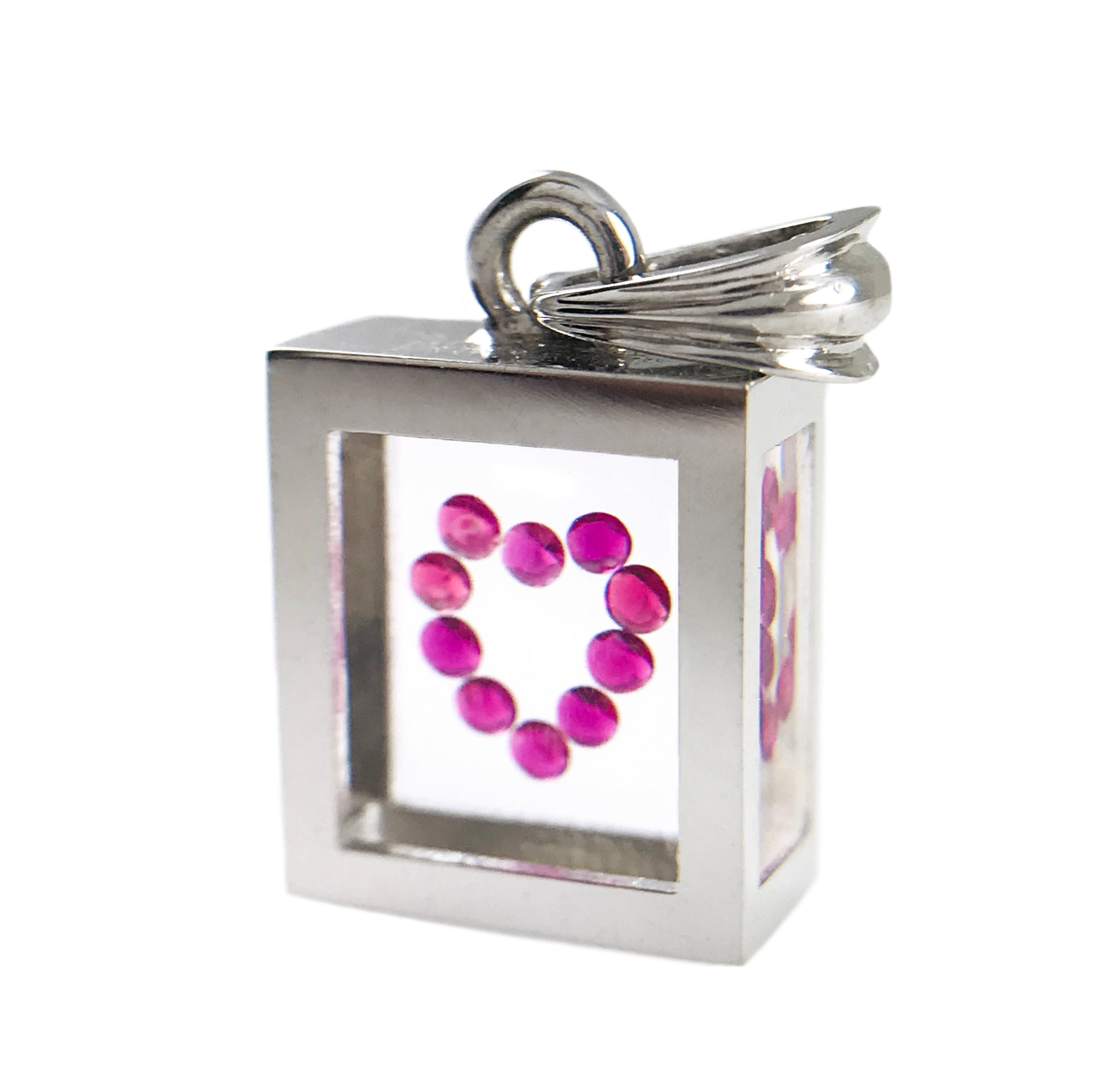 Incogem Floating Ruby Pendant "Heart" White Gold