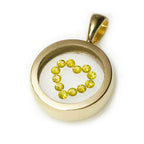 Incogem Floating Diamond Circle Pendant "Heart" Yellow Gold and Canary Diamonds