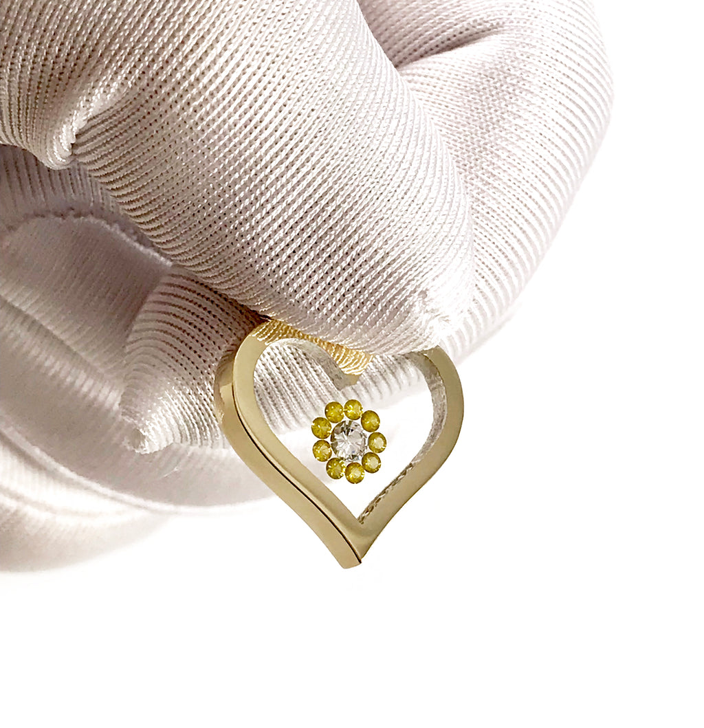 Incogem Floating "Flower" Diamonds "Heart" Pendant