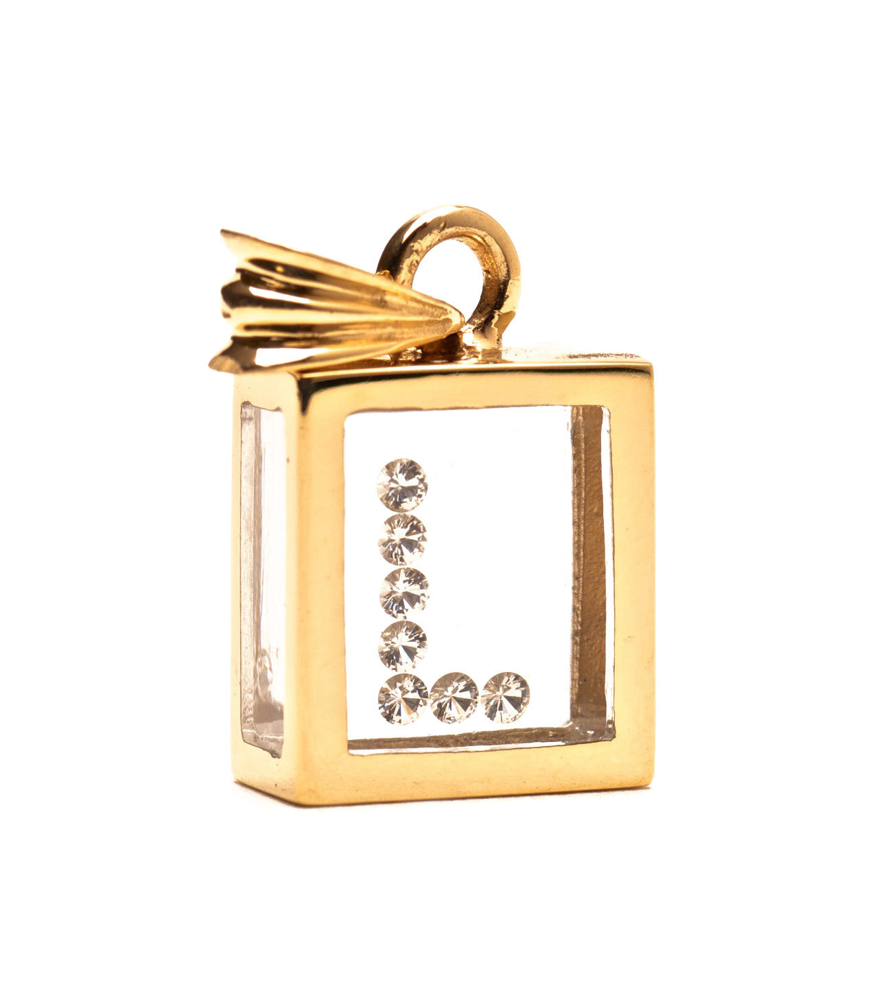 Incogem Floating Diamond Pendant "L" Yellow Gold