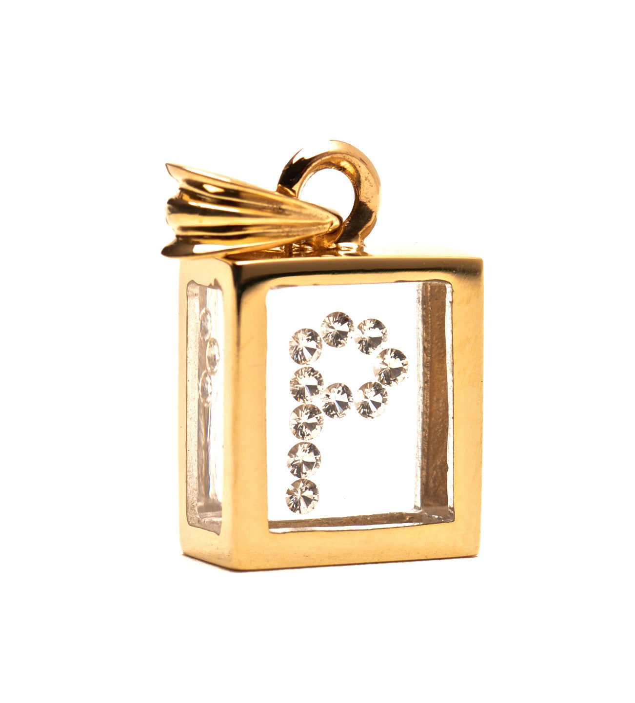 Incogem Floating Diamond Pendant "P" Yellow Gold