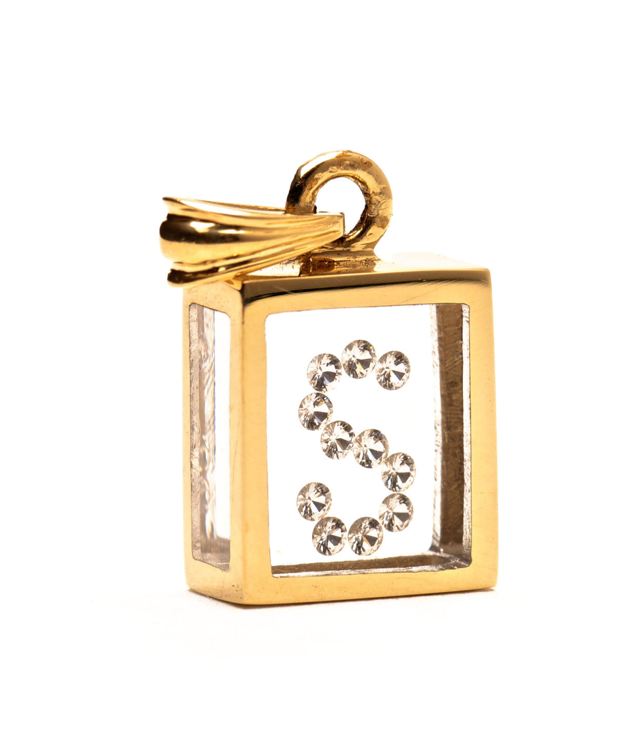 Incogem Floating Diamond Pendant "S" Yellow Gold