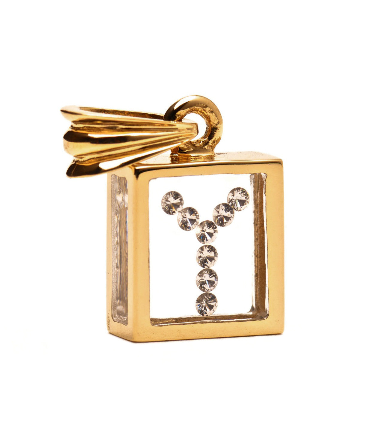 Incogem Floating Diamond Pendant "Y" Yellow Gold